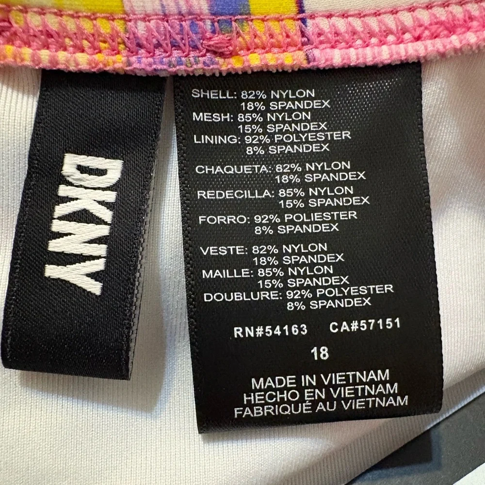 DKNY Ruffle Neck One-Piece Floral Slimming UV Protection Swimsuit - Picture 9 of 12